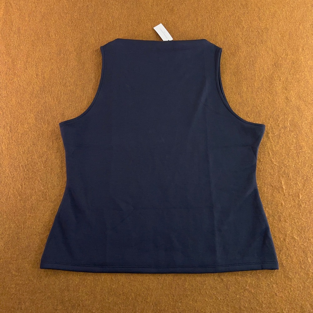 Banana Republic Womens XL Navy Blue Stretch Boat Neck Sleeveless Tank Top New
